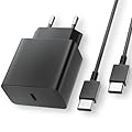 Caricabatterie USB C,45W Fast charging chargers and 2 pack 2M c to c high speed data cables，chargers for Samsung Galaxy S24/S23/S23+/S23 Ultra/s22/s21 (nero)