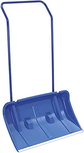 Preisvergleich Produktbild Schneeschieber mit Rollen Schneeschaufel Blau Rädern Schneeschild Alukante 80cm x40cm