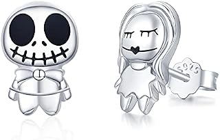 Skull Earrings 925 Sterling Silver Pumpkin King Earrings Christmas Earring Skeleton Earrings Halloween Earring for Women Jewellery Graduation Gifts Valentine's Day Christmas Gothic Earrings 