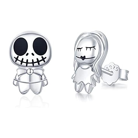 Skull Earrings 925 Sterling Silver Pumpkin King Earrings Christmas Earring Skeleton Earrings Halloween Earring for Women Jewellery Graduation Gifts Valentine's Day (Skull Earrings) Cover