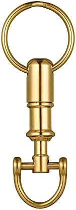 Dilidou Car Key Fob Keychain, Quick Release Keychain with Spring Split Key Ring and Horseshoe Shape D Ring, Brass, Gold Color, for Men and Women