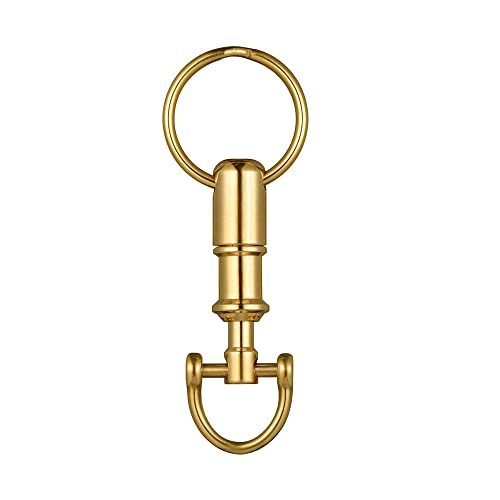 Dilidou Car Key Fob Keychain, Quick Release Keychain With Spring Split Key Ring And Horseshoe Shape D Ring, Brass, Gold Color, For Men And Women #TOP1
