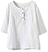 Minibee Women's 3/4 Sleeve Cotton Linen Jacquard Blouses Top T-Shirt (XL, White)