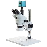 microscopio electronico de barrido partes  AmScope - Microscopio Estéreo de Inspección Trinocular 3.5X-90X con 144 Luz de Anillo LED y Cámara HDMI Auto Focus - SM-1TZ-144S-AF1