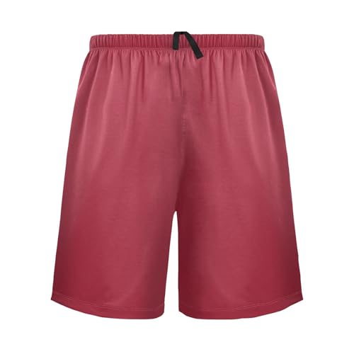 Mens Pajama Shorts Burgundy Solid Color Men's Pajama Bottoms Men Lounge Sleep Pants Soft Sleepwear L2