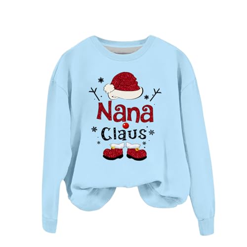 Sweat-shirt imprimé de Noël bleu clair XXL, le cadeau idéal pour gâter une femme cet hiver