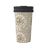 Dahlia Flower On Cream - Taza de café aislada de acero inoxidable para agua fría y caliente