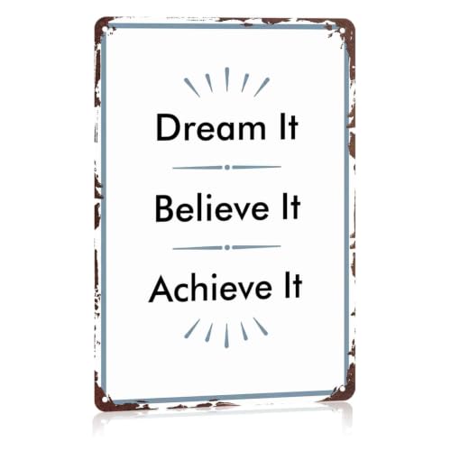 Success Quote Metal Sign Dream Believe Achieve Aluminum Poster for