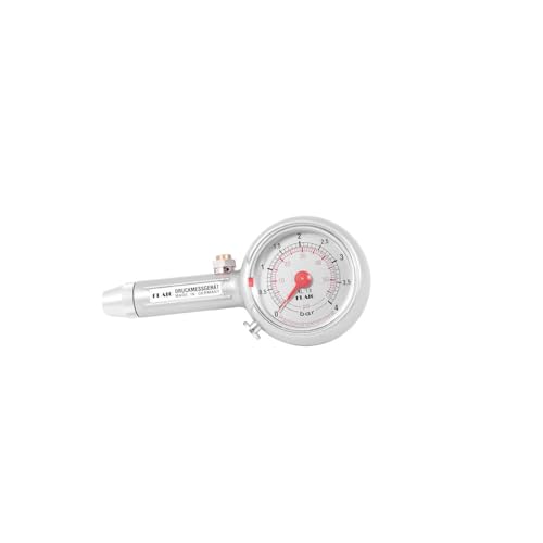 Flaig Reifendruckmesser 0-4 bar ? Qualität Made in Germany - Präziser Luftdruckprüfer mit Ablassventil & Geradanschluss, ± 1% Messgenauigkeit, für Motorrad, Auto, Wohnmobil, MTB & mehr