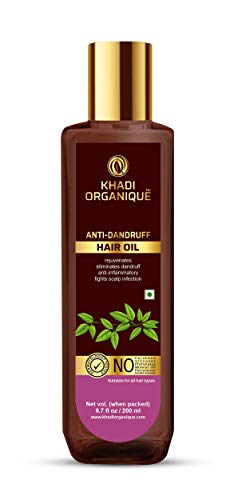 Image of Khadi Organique Anti-Dandruff Hair Oil | Controls Dandruff, Itchiness & Scalp Sebum | Strengthens Roots & Adds Shine | With Fennel, Hibiscus & Botanical Extracts | No Mineral Oils or Silicones - 200ml