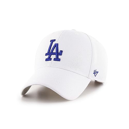 47 Brand Los Angeles Dodgers Cap B-MVP12WBV-WHC, Unisex Cap with a Visor, White, One Size EU