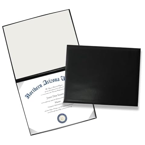 YIIOSS Diploma Cover 8.5''x 11'' Diploma Holder Padded Graduation Certificate Holders Certificate Covers Smooth Leather,Black Cover