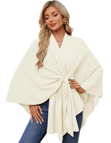 PULI Women's Elegant Shawl Wraps Soft Open Front Poncho Sweater