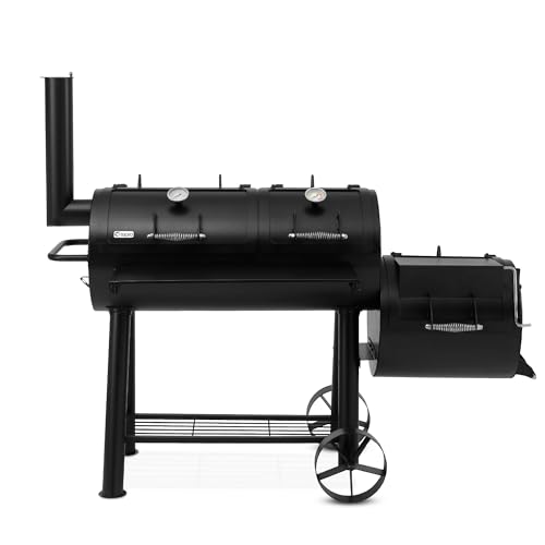 tepro Indianapolis 1146 Massiv Smoker – XXL‑Holzkohlegrill & Smoker mit ca. 97,5×44cm Hauptrost + ca. 48×43cm Seitenkammer, Thermometer, Ablagetisch & Rädern 1