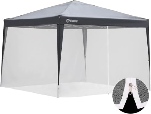 Sekey Moustiquaire pour Gazebo, Protection Moustiques Insectes pour 3x3 Pavillon, avec Fermeture à Glissière Attaches Klettband, Blanc