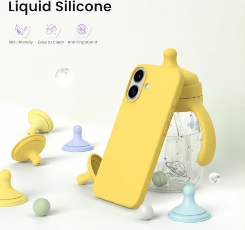 Image of DIZORO Compatible with iPhone 17 Case 6.3, Slim Liquid Silicone 3 Layers Full Covered Soft Gel Rubber Phone Cases Protective Back Cover 6.3 Inch - Yellow