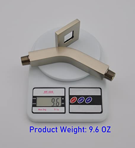 Aquaiaw Square Shower Arm And Anti-Scratch O-Ring Flange, 6 Inch, Solid Brass, Both Soldered 1/2 Npt Tapered Threads, Shower Head Arm, Wall Mount Shower Extension Arm (Pvd Brushed Nickel) #TOP4