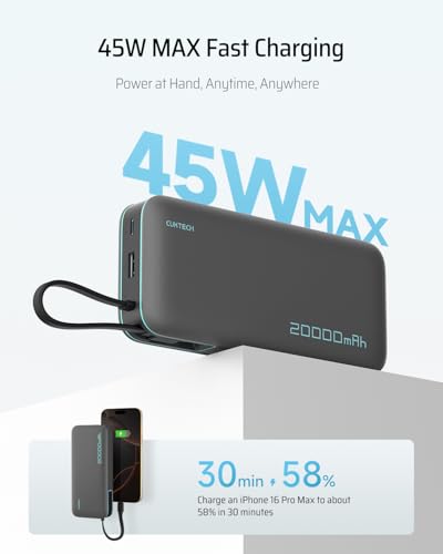 COmbo Power Bank CUKTECH 45000mAh con carga rápida USB-C miniatura 3