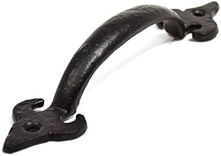 CENTURION BA12P Antique Design Tudor Fleur-De-LYS Door Pull Handle Black 175mm