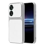 HAFFAN Custodia in TPU per Huawei Nova 12 SE/Huawei Nova 11 SE (6,67 pollici), effetto pelle argentata e bianca, con grande finestra per fotocamera, bianca con effetto pelle.