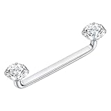 Xpircn 14G 20mm Titanium Surface Piercing Jewelry Flat Bar CZ Staple Barbell Internally Threaded Surface Tragus Staple Bar Piercing Jewelry