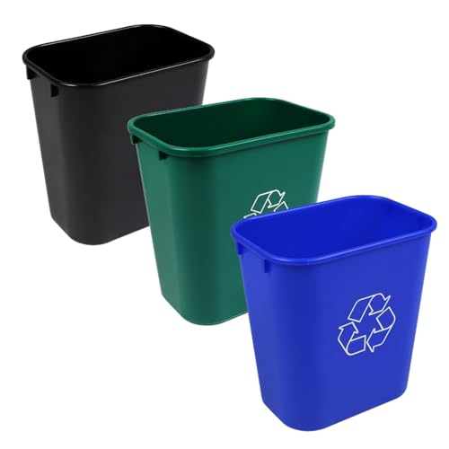 Sturdy Essentials Rectangular Commercial Office Trash and Recycling Combo Bins