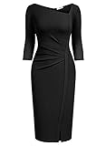 Asymmetrischer V-Ausschnitt, Elastisches Material Business Kleid.
