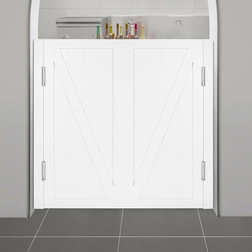 Swinging Doors Cafe Doors, Interior Wood Swing Door, Saloon Cafe Doors, Auto Close Swinging barn Door Swinging Door, Bar Porch Entrance Counter (White, 39.4 * 35.43in)