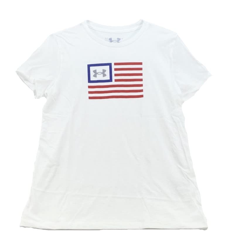 T-Shirt White Under Armour Freedom MFO Flag T femme en coton léger