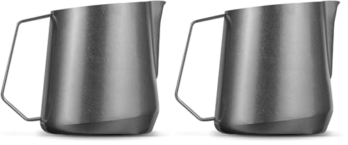 Image of MHW-3BOMBER Milk Frothing Pitcher - 20oz /600ml Milk Frother Cup with U-Shaped Spout - SUS 304 Steaming Pitcher - Cappuccino Latte Art Cup for Barista - Quadrilateral Body - P5183-OS (Pack of 2)
