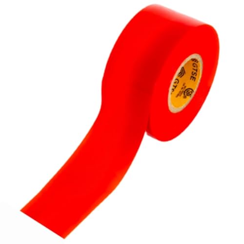 Image of GTSE Wide Red Electrical Tape, 48 Rolls Bulk Carton - Waterproof, Industrial Grade Vinyl, 2 in x 66ft- Strong Self-Adhesive PVC Electric Tape for Wire Insulation, 7 Mil, 600V - UL /CSA Listed
