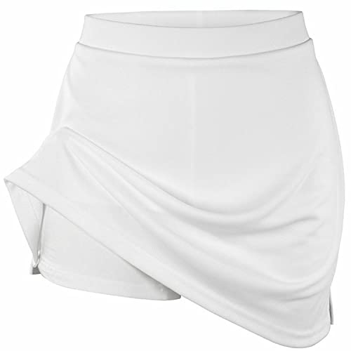 Jupe-short 2 en 1 pour fille - Jupe de tennis, gymnastique, école, sport, blanc, 13-14 ans