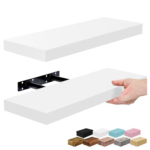 Sorbus Floating Shelves for Wall – 16 Inch Floating Shelf for Kitchen, Bedroom, Living Room, Bathroom, Home & Wall Decor - Mounted Bathroom Shelves with Invisible Brackets (White, 2 Pack)