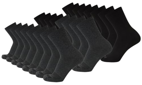AND1 Mens Athletic Cushion Mid Crew Socks (Size: 6-12.5) Gray/Black 24PK