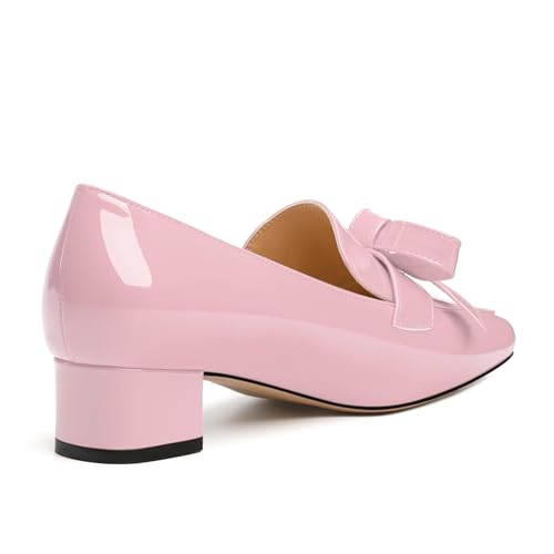 Image of Womens Loafer with Heel, Comfortable Chunky Heels for Women, Loafers Shoes with Bowknot Womens Bunion Dress Shoes