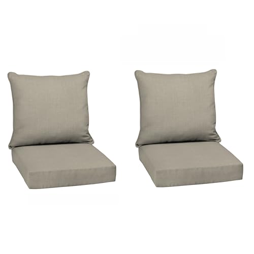 Image of Arden earthFIBER Outdoor Deep Seat Cushion Set, 2-Pack, 24 in x 24 in, Weather-Proof, Rain-Proof, Fade Resistant Patio Cushion for Chair, Sofa, and Couch Sandbar Taupe Texture