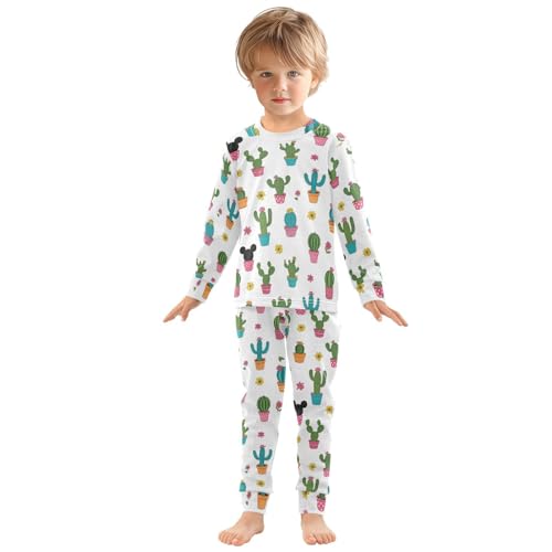 Pajama Sets Long Sleeve Cactus Garden Flowers Soft Comfy Sleepwear 2 Piece PJS 3-8T2