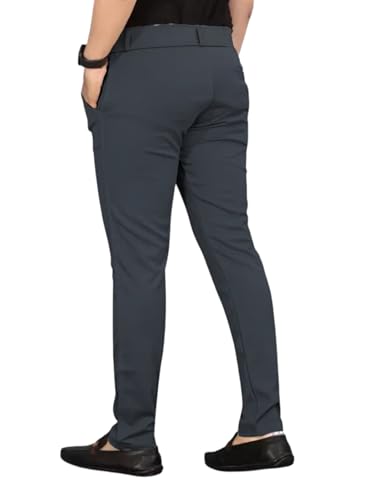 Image of Men's Everyday Wear Trousers | Regular Fit Solid Pants with Button | Smart and Comfortable Bottomwear (Pack of 1)