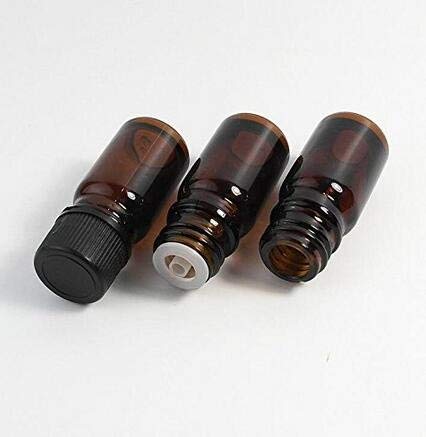 6Pcs Amber Glass Essential Oil Bottles with Orifice Reducer and Black Cap Empty Cosmetic Perfume Aromatherapy Storage Container Vial Pots Portable Refillable size 20ml/0.67oz2