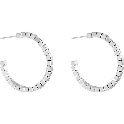 Boucles d'oreilles géométriques argent S925, petit bloc carré et cercle pour femme