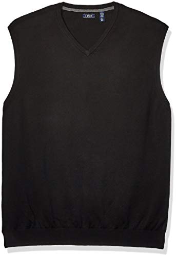 IZOD Men s Big & Tall Tall Premium Essentials Solid V-Neck 12 Gauge Sweater Vest, BLACK, 3X-Large Big