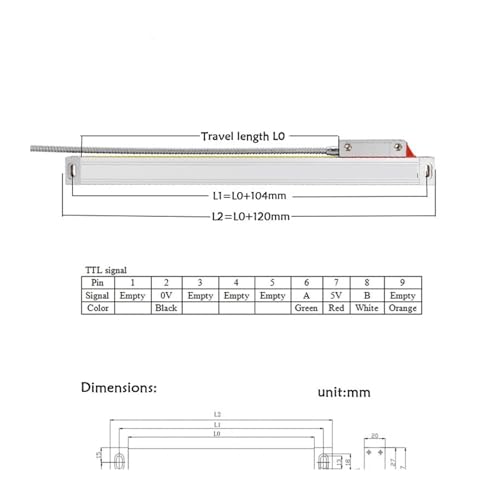 Glass Scale Linear Encoder 5μm TTL AB 170mm miniatura 2