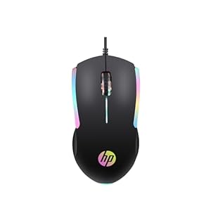 HP M160 USB Wired Gaming Optical Mouse with LED Backlight, 1000 DPI, 3 Buttons and Press Life Up to 3 Million Clicks, 1 Year Warranty (843W8AA, Black)