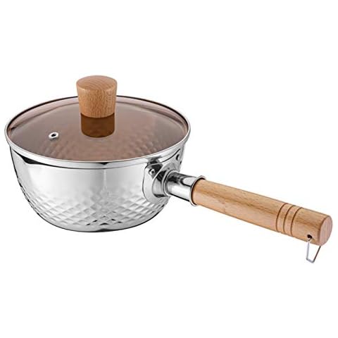 Stainless Steel Saucepan Milk Pan with Glass Lid(18cm / 7inch / 1.7 Quart) Cover