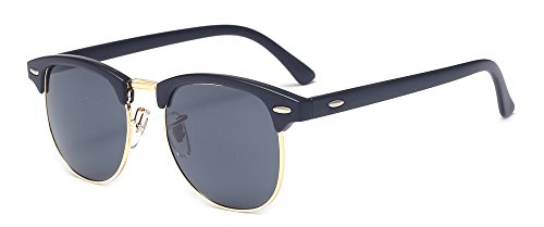 ALWAYSUV Vintage Classic Horn Rimmed Half Frame Polarized Sunglasses Black