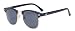 Classic Iconic Style Half Frame Horn Rimmed Sunglasses (Black-Gold Lavender)