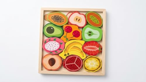 Image of HAPPY HUES Sorting & Stacking Toy- Skills Enhancement Motor Skill Toys for Toddlers /Kid -Magnetic- Capture The Worms Toys | Early Educational-Montessori Toy (Fruit Sort)