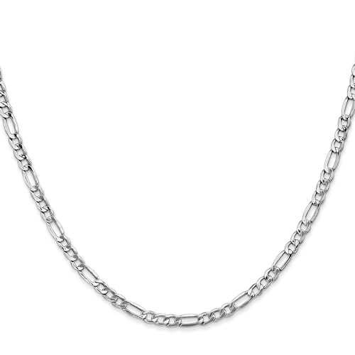 IceCarats 14K Solid White Gold 3.5mm Figaro Link Chain Necklace