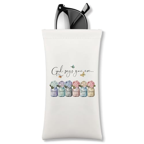 Image of Inspirational Christian Glasses Case with Bible Verse, Soft Eyeglass Pouch for Women, Christian Gifts, 7x3.5 Inches