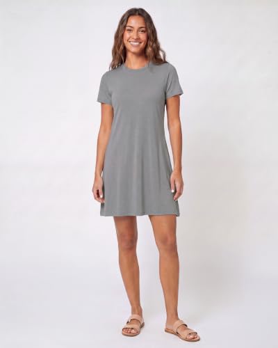 Image of Real Essentials 3 Pack: Women's Short Sleeve T Shirt Dress Swing Loose Casual Lounge Everyday Outfit (Available in Plus)